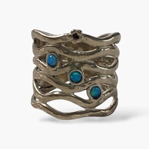 Opal SS925 Ring Wavy Design Stacked Style Rings Size 7